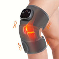 Showlu Heated Knee Massager with vibration and heat support cushion, gray fabric with control panel and adjustable straps.