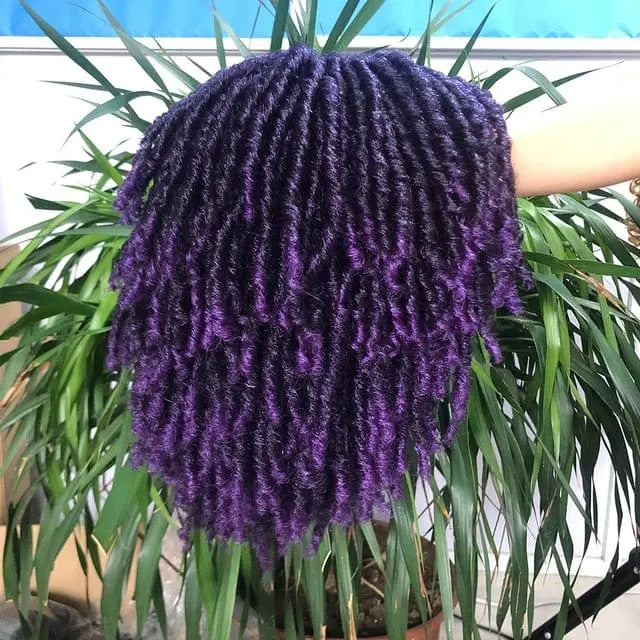 Showlu Store 10-inch braided Afro bob wig with short curly synthetic dreadlocks, styled for black women, cosplay or everyday wear.