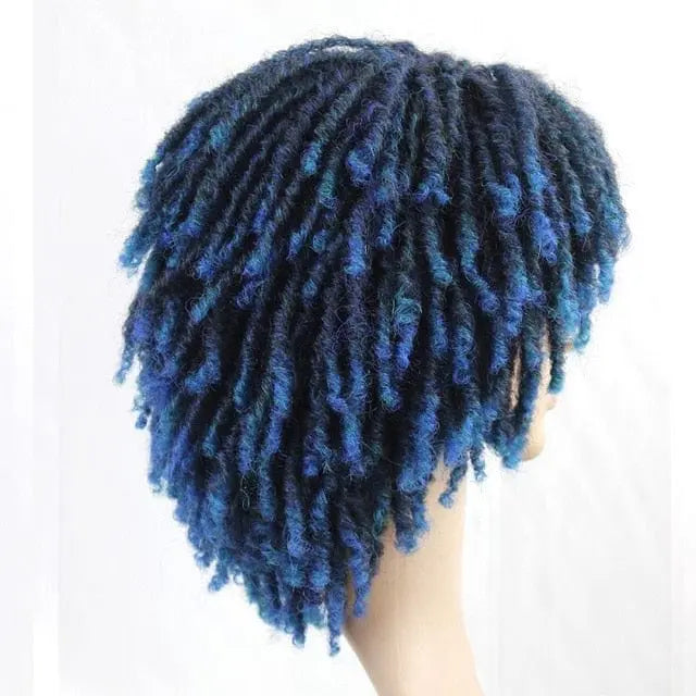 Showlu Store 10-inch braided Afro bob wig with short curly synthetic dreadlocks for Black women, styled for cosplay or everyday wear.