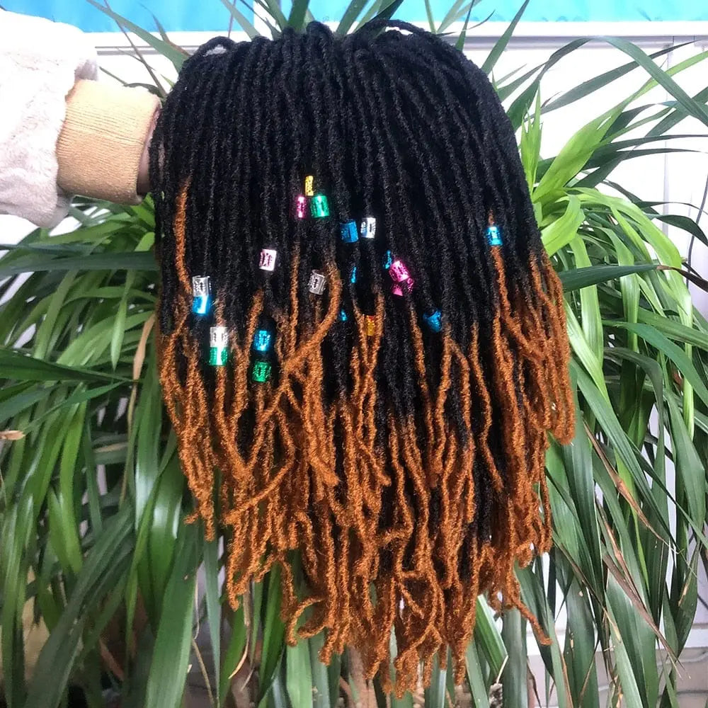 Showlu Store 10-inch braided afro bob wig with short curly synthetic dreadlocks for black women, ideal for cosplay and daily wear.