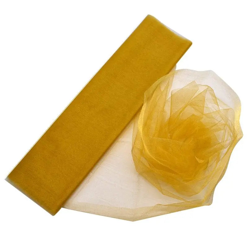 YONGSNOW 10m sheer crystal organza tulle roll for wedding arch decor, showing transparent, textured fabric for elegant event decoration