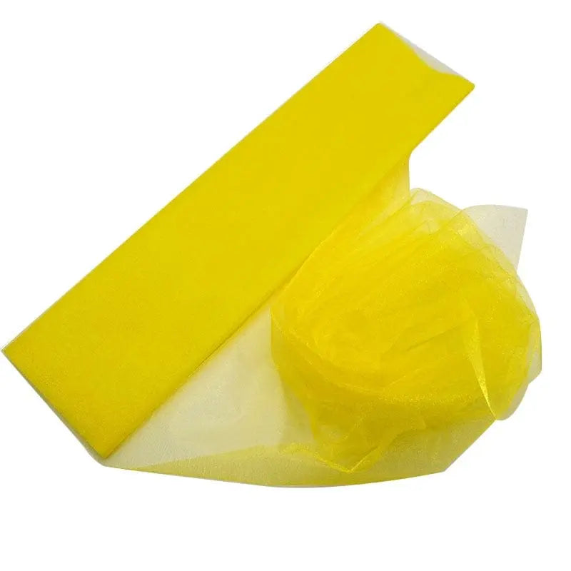 YONGSNOW 10m sheer crystal organza tulle roll for wedding arch decor, showcasing transparent fabric for elegant wedding and party decorations.