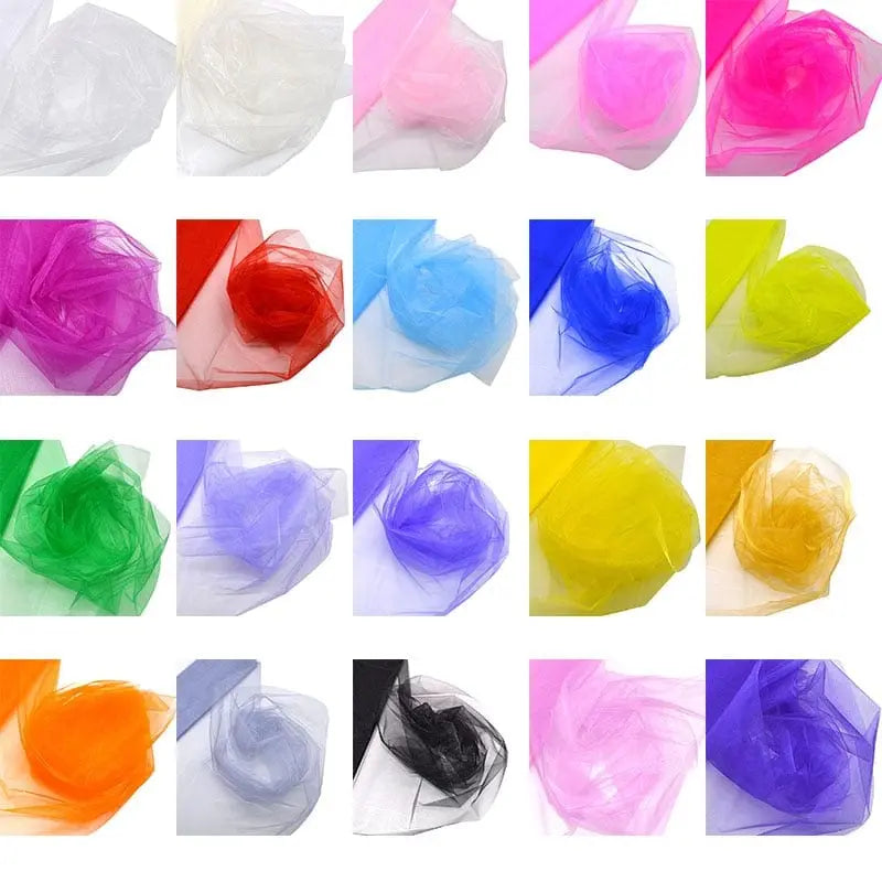 YONGSNOW 10m sheer crystal organza tulle roll for wedding arch decor, lightweight fabric for wedding and party decorations
