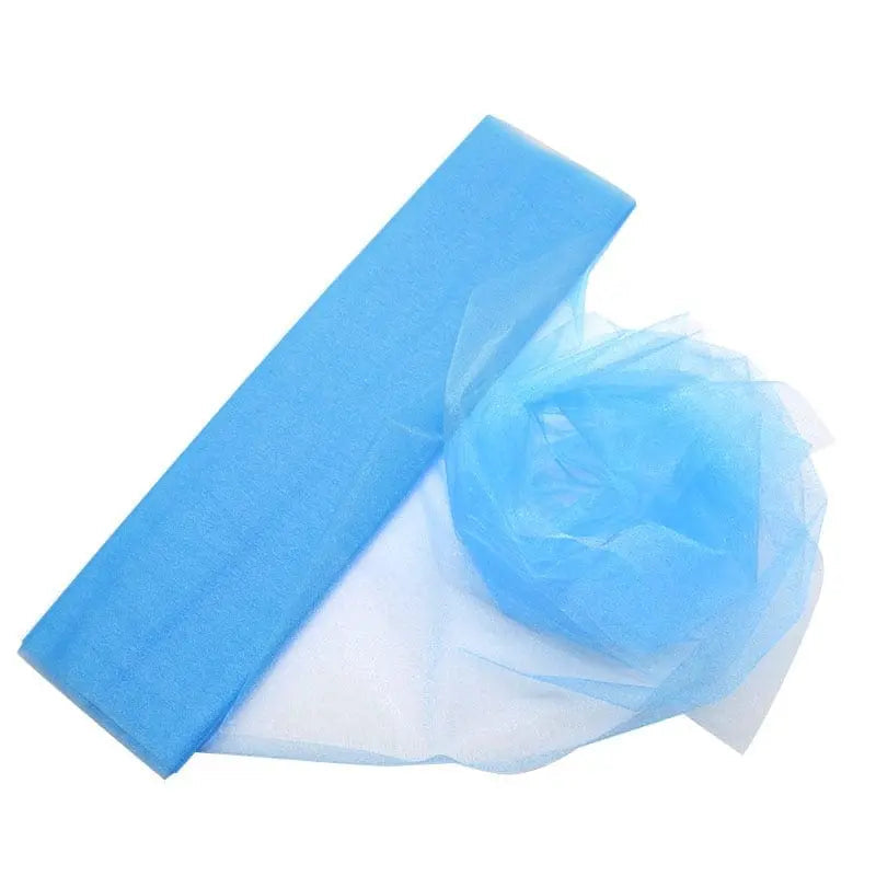 YONGSNOW 10m sheer crystal organza tulle roll for wedding arch decor, showing lightweight, transparent fabric for wedding decoration.