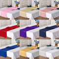 Set of 10 satin table runners from Showlu, 12x108 inches, ideal for wedding, party, and event table decor.
