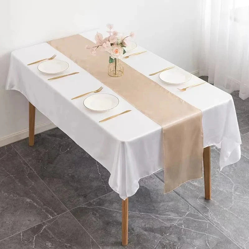 Set of 10 satin table runners by Showlu Fashion Store, 12x108 inch for wedding, party, and event table decor.