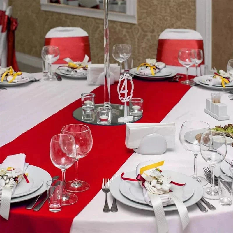 Showlu 10-piece satin table runner set for wedding, banquet, and party decor, 12x108 inches, elegant home and event table cover