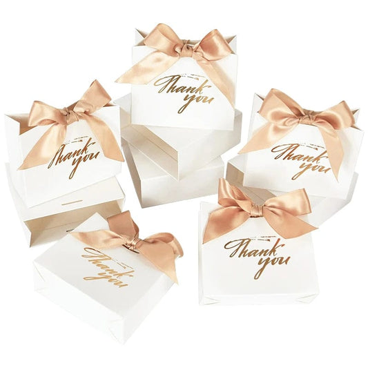 10Pcs Bowknot Thank You Candy Bags Letters Print Wedding Gift Box Package Paper Bags Christmas Birthday Party Favor - SHOWLU FASHION STORE