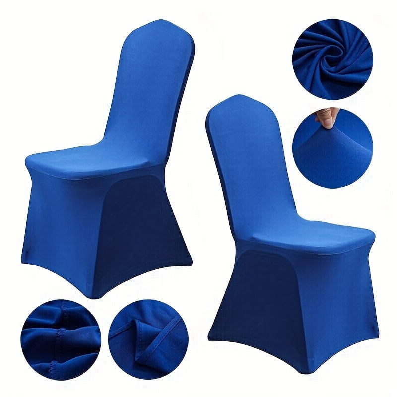 Set of 10 Showlu stretch spandex chair covers fitting folding dining chairs for weddings, parties, and events, durable and elegant.
