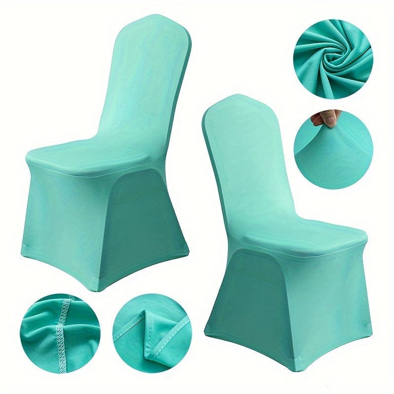 Set of 10 Showlu stretch spandex chair covers for folding chairs, ideal for weddings, parties, and events.