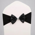Set of satin spandex chair sashes with elastic bows for weddings and parties, perfect for banquet and hotel decoration.