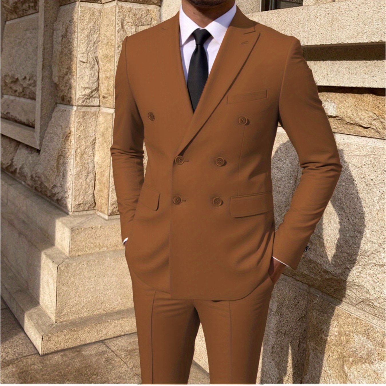 Men's 2pcs Suit Belted Formal Event Party Groomsman Wedding Suit Casual Business Working suit SHOWLU FASHION STORE