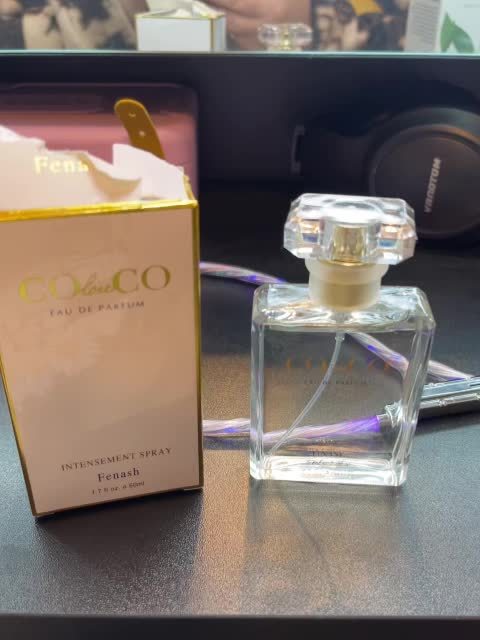 CoCoLove Hair Perfume Spray with amber and floral jasmine fragrance, featuring a sleek bottle for women.