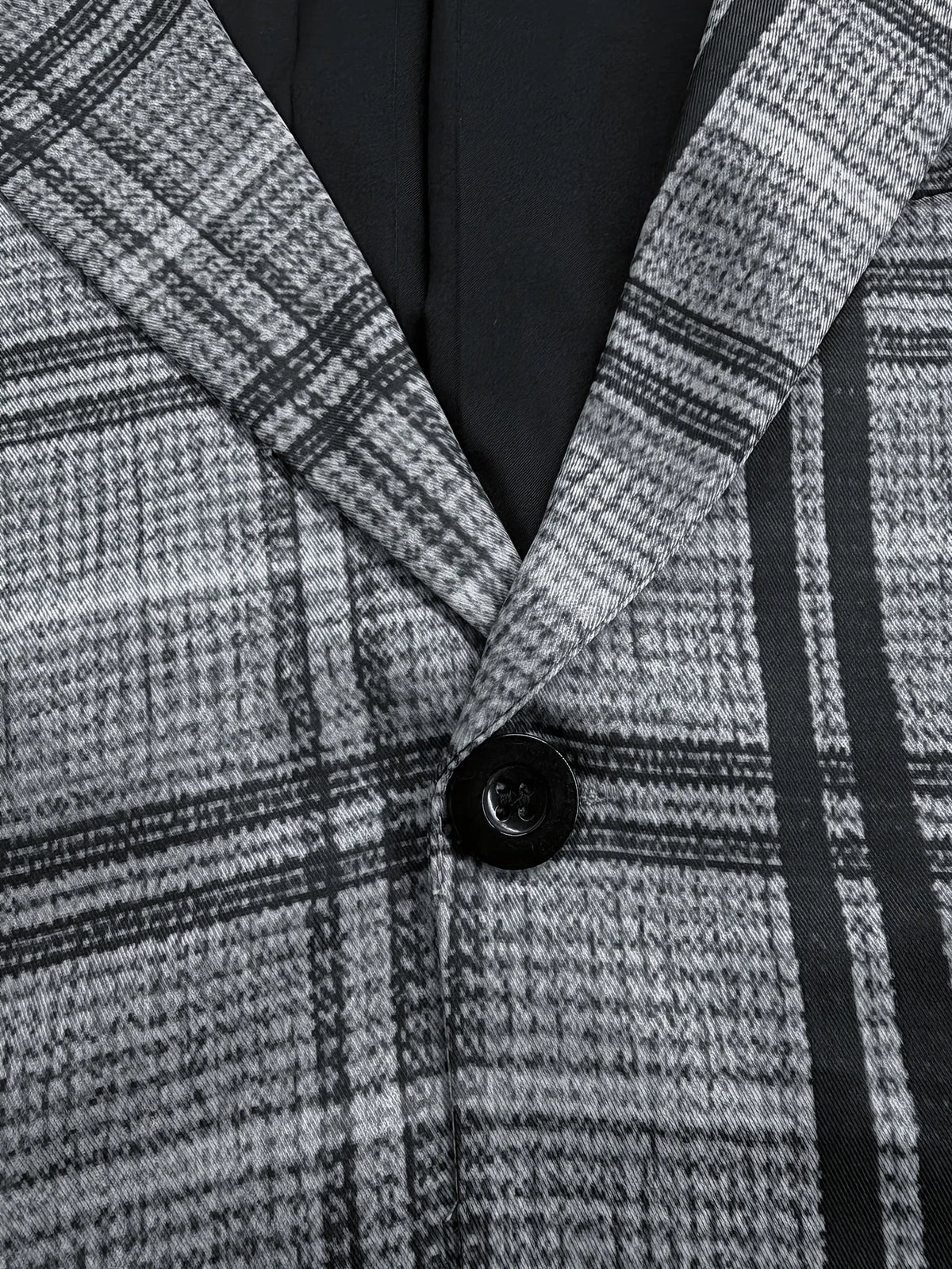 Classic grey plaid men's business casual two-piece suit from 1170uf-he, featuring a tailored blazer and matching trousers.