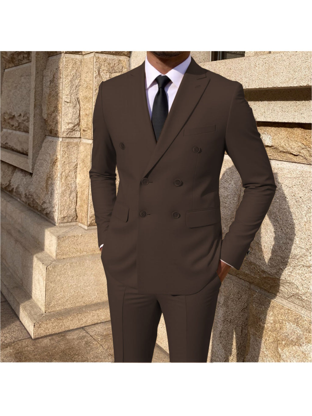 SHOWLU Men's 2-Piece skinny fit solid color wedding suit, formal suit with blazer and trousers, tailored for elegant occasions