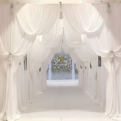 1/2 Pack, 10 x 2.3 FT White Background Curtain, Wrinkl Free White Photo Curtain, Background Curtain Fabric Trim, Party Wedding, Baby Shower - SHOWLU FASHION STORE