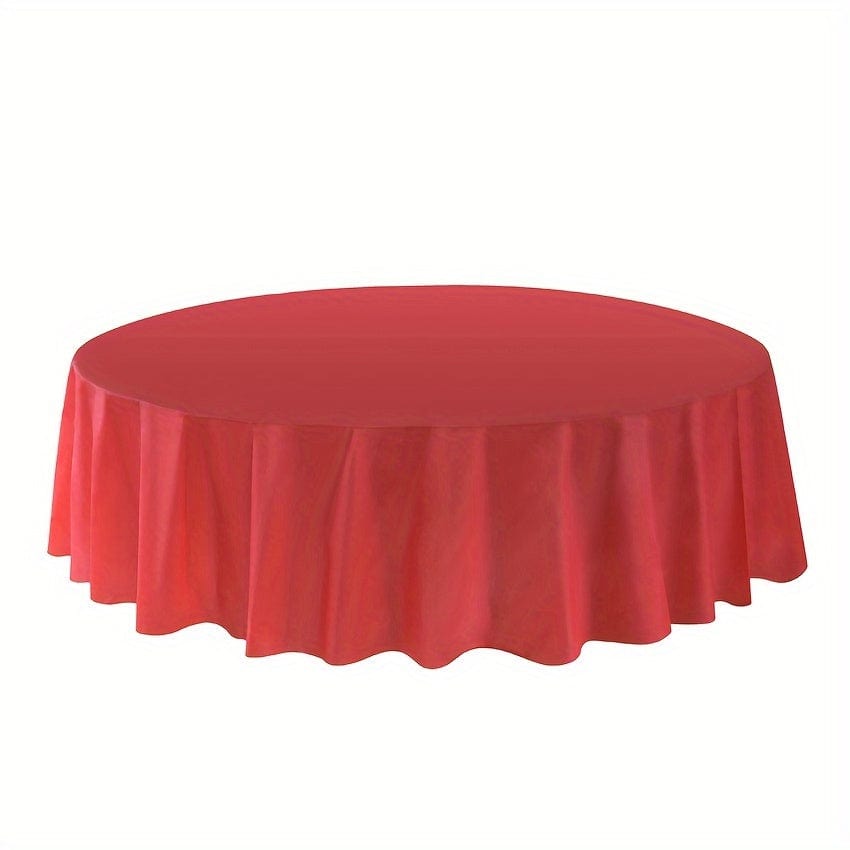 Showlu 12-pack round 84-inch disposable plastic tablecloths, versatile PVC covers for weddings, parties, and celebrations