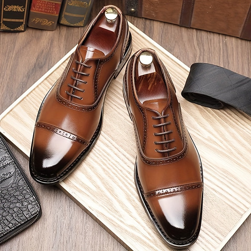 Men's black split cow leather Oxford shoes with non-slip soles, formal footwear by SHOWLU FASHION STORE.