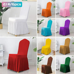 1/2/4/6Pcs Pleated Skirt Chair Covers Spandex Party Weddings Banquet Polyester Chair Cover Hotel Home Decor Wedding Chair Covers - SHOWLU FASHION STORE