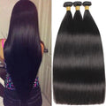 Showlu Store Nation 12A Peruvian Bone Straight human hair bundles in natural color, displayed as three bundles for black women.
