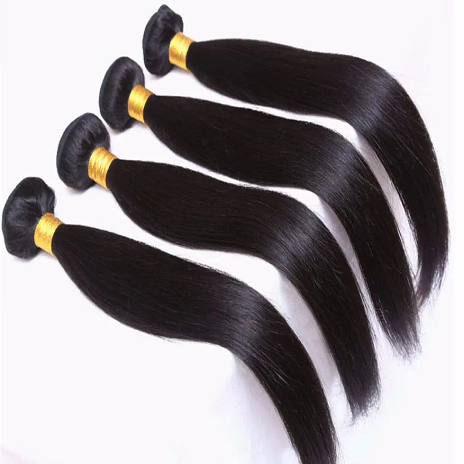 Showlu Store Nation 12A Peruvian bone straight human hair bundles in natural color, displayed in three bundle set for black women.