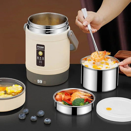 12V Car Electric Lunch Box Portable Outdoors 304 Stainless Steel Keep Warm Pot Double - layer Lunch Box 220V Food Heater 1.6L/2L - SHOWLU FASHION STORE