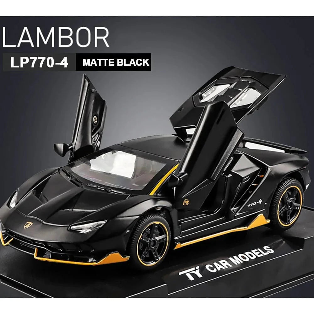 Diecast Lamborghini LP770 model car by Showlu Fashion with lights and music, detailed 1/32 scale toy for kids and collectors