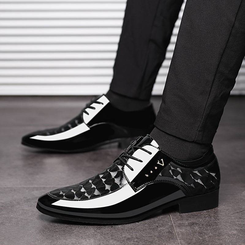 SHOWLU Men's classic British oxford shoes in faux leather with pointed toes, stylish formal footwear for men.