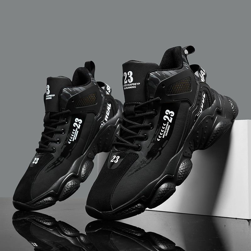 SHOWLU Men's mid-top running shoes in lightweight PU leather, designed for comfortable walking and athletic activities.