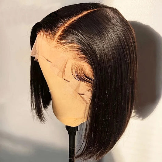 13x4 Transparent Lace Front Bob Wigs Human Hair Straight Short Bob Wig for Women Glueless Hair Lace Wig Ready to Go Brazilian - SHOWLU FASHION STORE