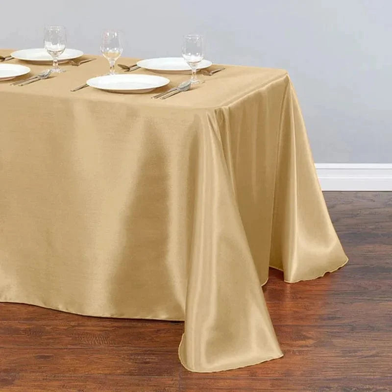 Showlu Satin Rectangular Wedding Tablecloth in black, 145x275cm, elegant satin fabric for wedding, banquet, and party table decor