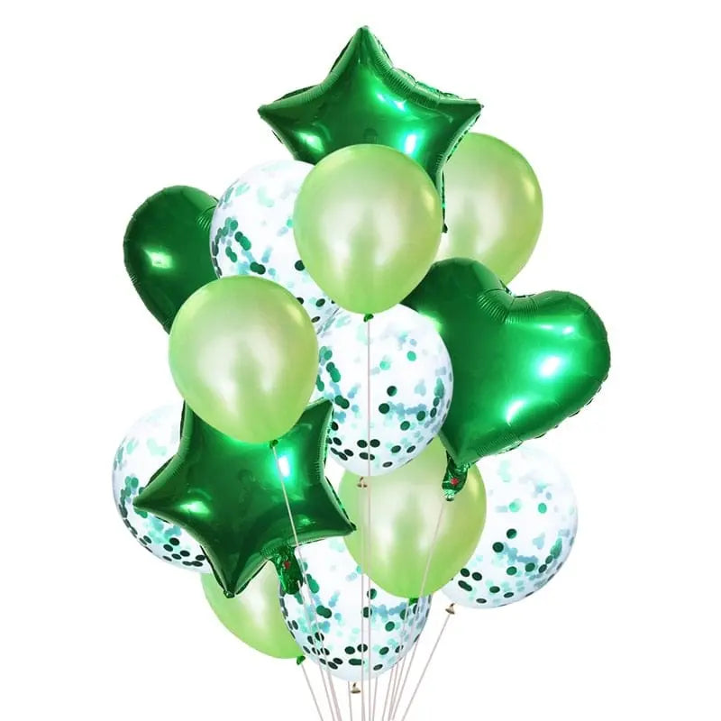 Set of 14 rose gold confetti birthday balloons, colorful helium balloons for celebrations, by Showlu Fashion Store.
