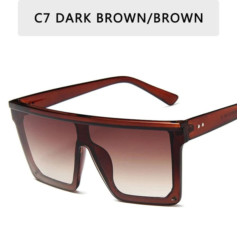 Square flat top sunglasses by Showlu Fashion with gradient mirror lenses, UV400 protection, unisex design in 15 colors.