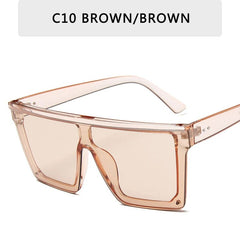 15 colors Flat Top Sunglasses Men Women Brand Designer Square Shades Gradient Sun Glasses Men Cool One Piece UV400 Mirror - SHOWLU FASHION STORE