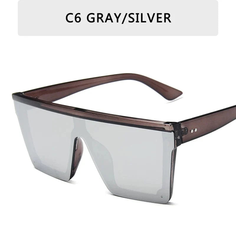 Square flat top sunglasses by Showlu Fashion Store, unisex UV400 gradient mirror shades in 15 colors, stylish and cool for men and women.