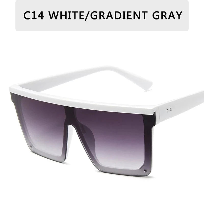 Square flat top sunglasses by Showlu Fashion, unisex UV400 gradient mirror shades in 15 colors for men and women.