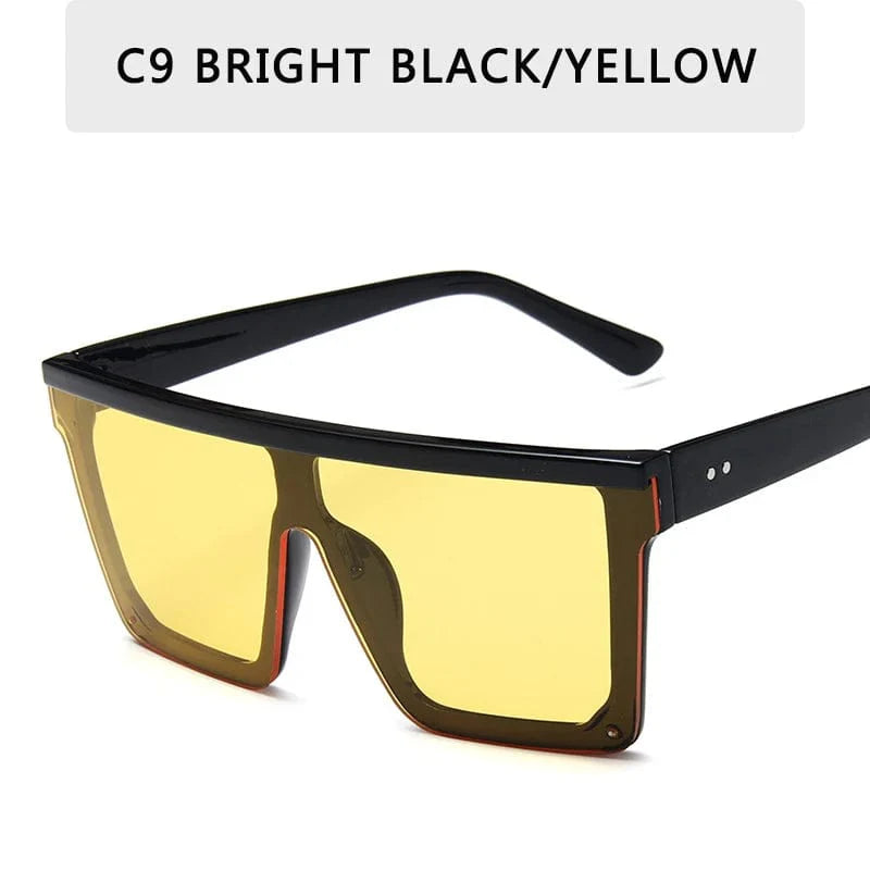 Square flat top sunglasses by Showlu Fashion, unisex UV400 gradient mirror shades in 15 colors, stylish and cool eyewear.