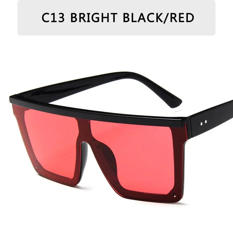 Square flat top sunglasses by Showlu Fashion, unisex UV400 gradient mirror shades with 15 color options, stylish designer eyewear.