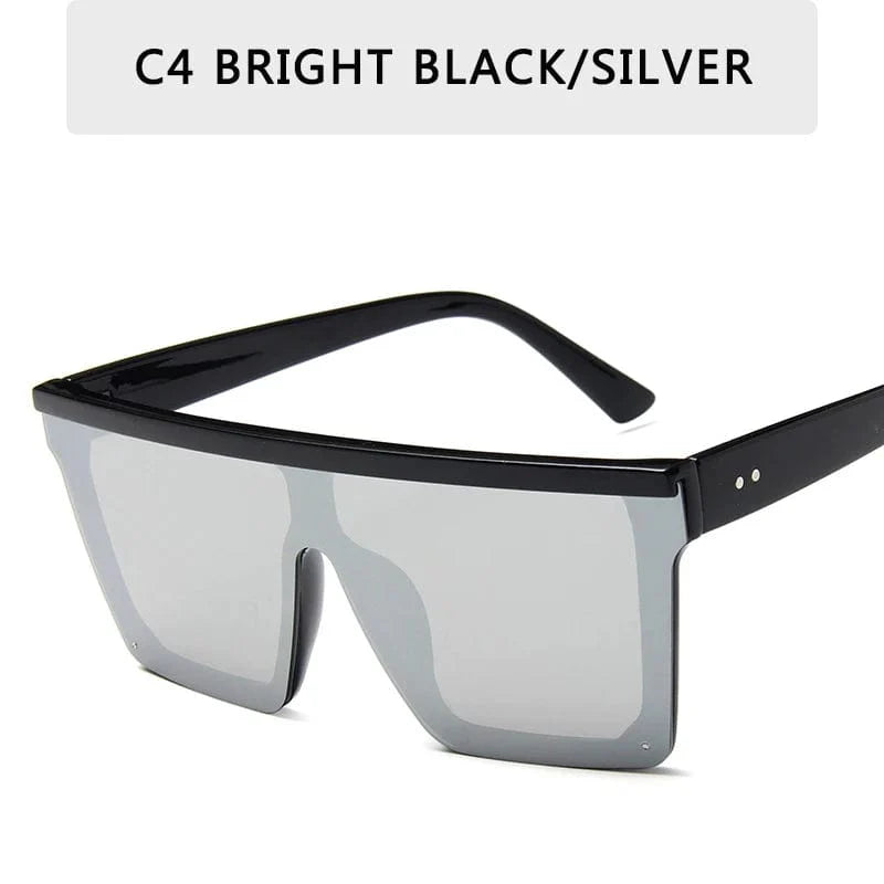 Square flat top sunglasses with gradient mirror lenses, unisex UV400 UV protection, available in 15 colors, stylish designer shades.