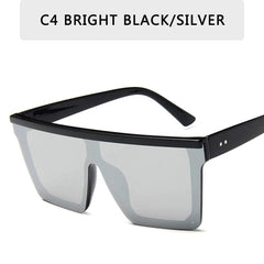15 colors Flat Top Sunglasses Men Women Brand Designer Square Shades Gradient Sun Glasses Men Cool One Piece UV400 Mirror - SHOWLU FASHION STORE
