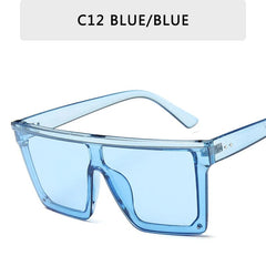 15 colors Flat Top Sunglasses Men Women Brand Designer Square Shades Gradient Sun Glasses Men Cool One Piece UV400 Mirror - SHOWLU FASHION STORE