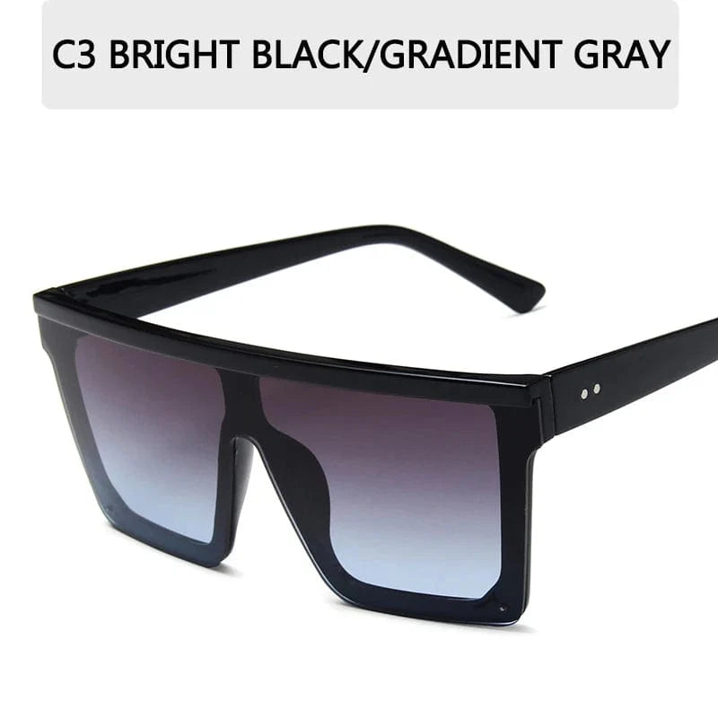 Square flat top sunglasses by Showlu Fashion with gradient mirror lenses, UV400 protection, unisex design, available in 15 colors.