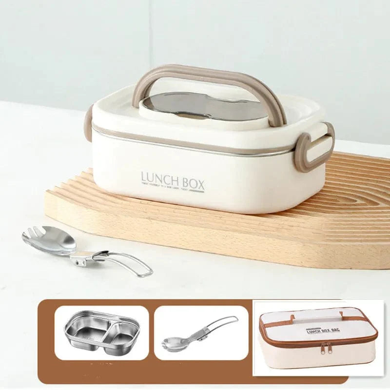 CPLIFE 1500ml stainless steel thermal lunch box with double layers, leak-proof design, and insulated bag for adults and students.