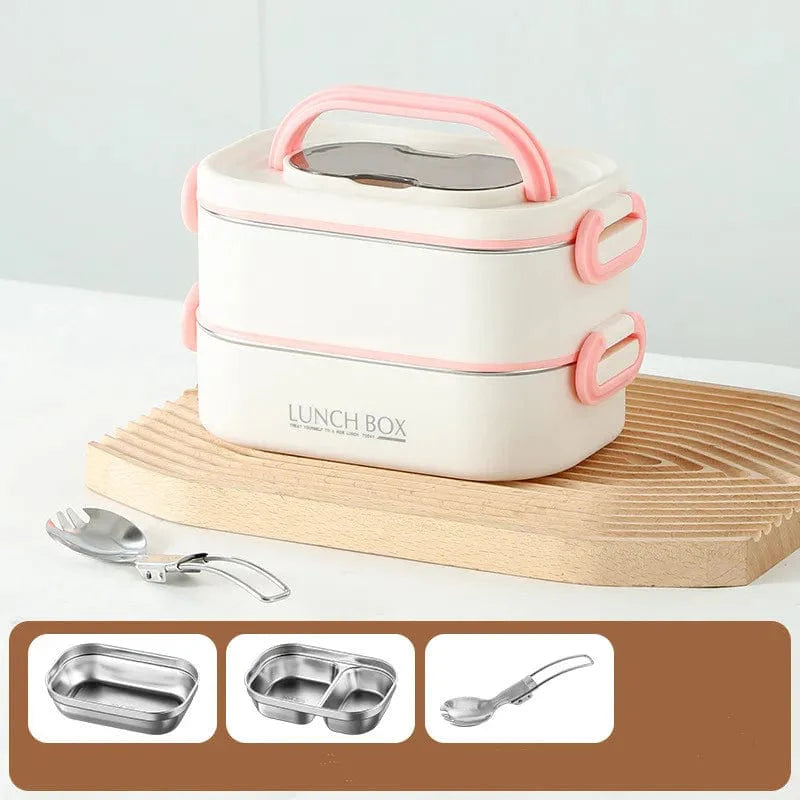CPLIFE 1500ml stainless steel thermal lunch box with double layers, leak-proof design, and insulation bag for adults and students