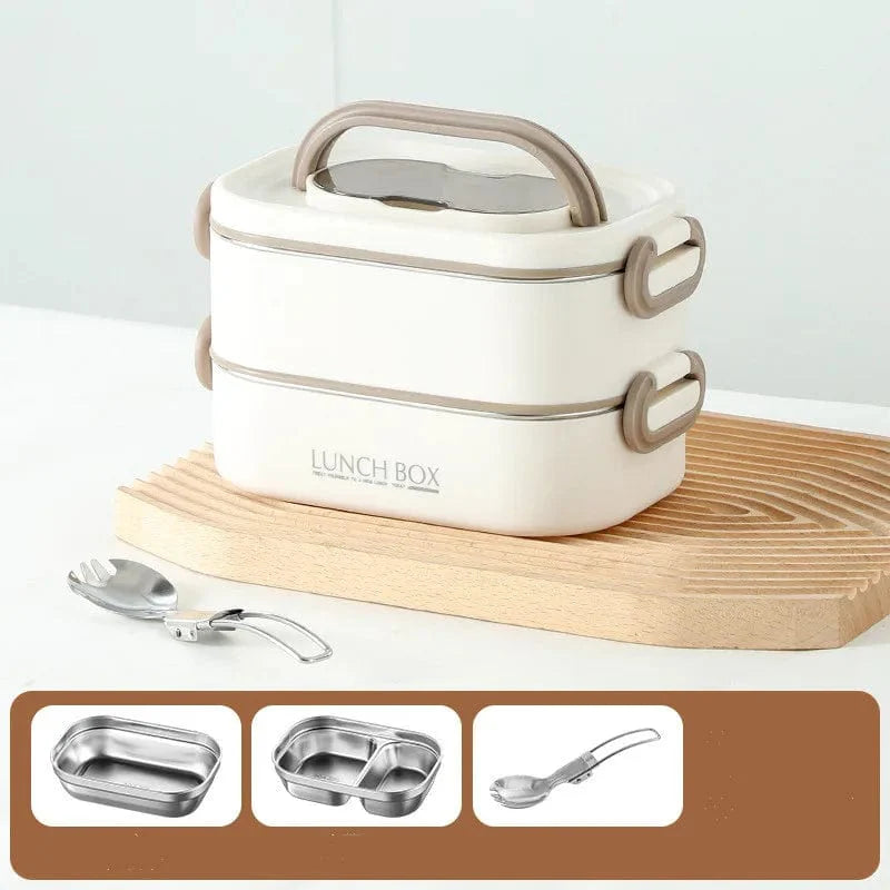 CPLIFE 1500ml stainless steel thermal lunch box with double layers, leak-proof design, insulated bag, suitable for adults and students