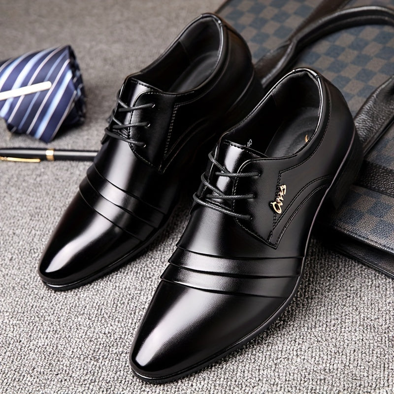 Men's vintage derby shoes by SHOWLU FASHION with lace-up design, pointed toe, and PU leather construction.