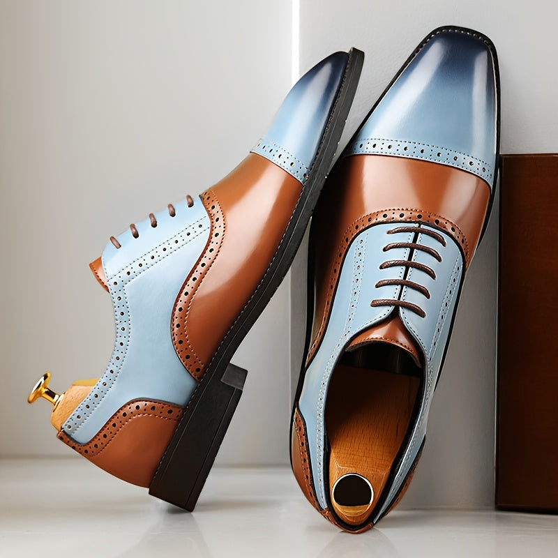 Men's SHOWLU split cow leather business casual shoes with non-slip soles, featuring a sleek design and polished finish.