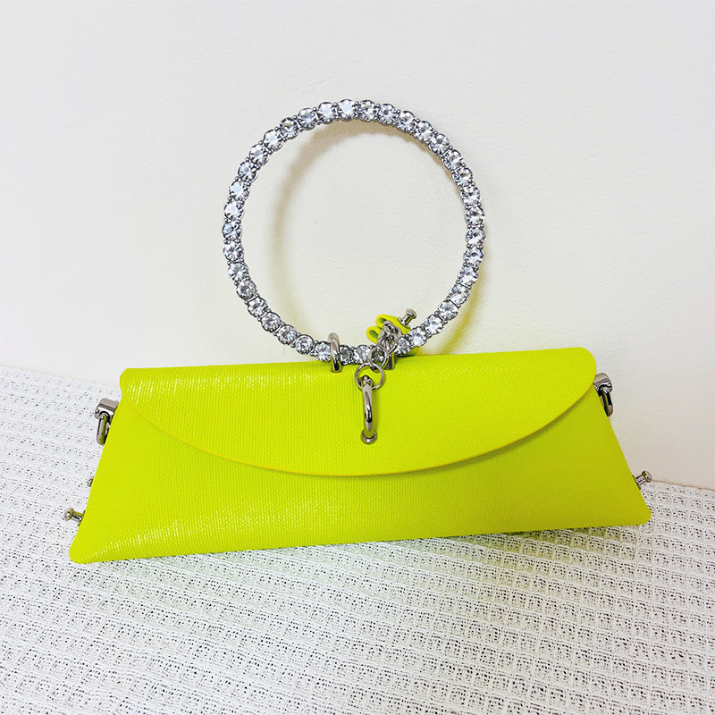 SHOWLU FASHION STORE JIOMAY Rhinestone clutch bag with faux leather and chain for evening events, stylish party purse accessory.