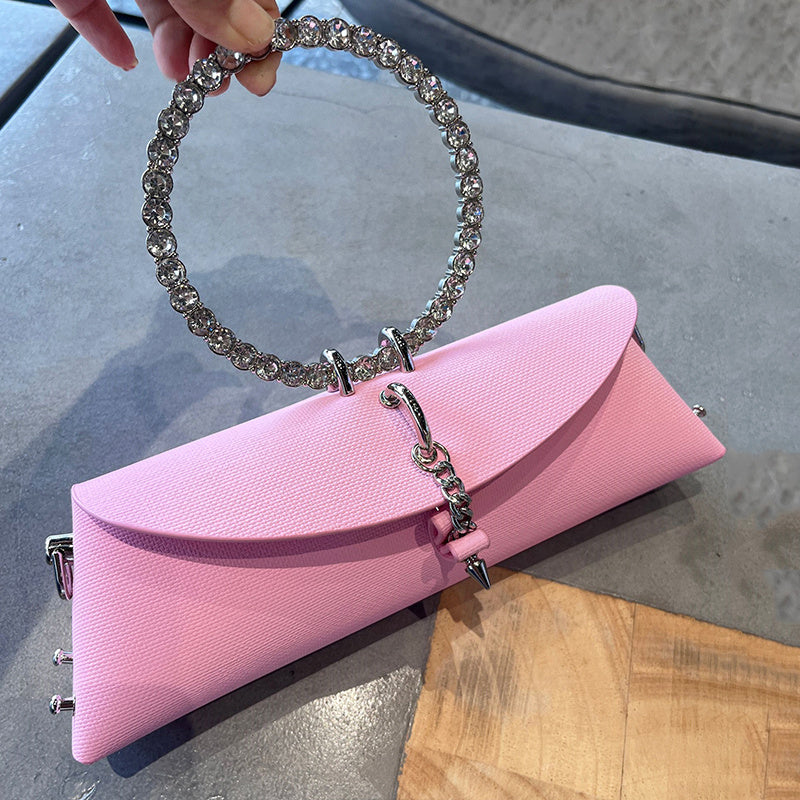 SHOWLU FASHION JIOMAY rhinestone clutch bag with faux leather, chain strap, perfect for evening events and formal occasions.