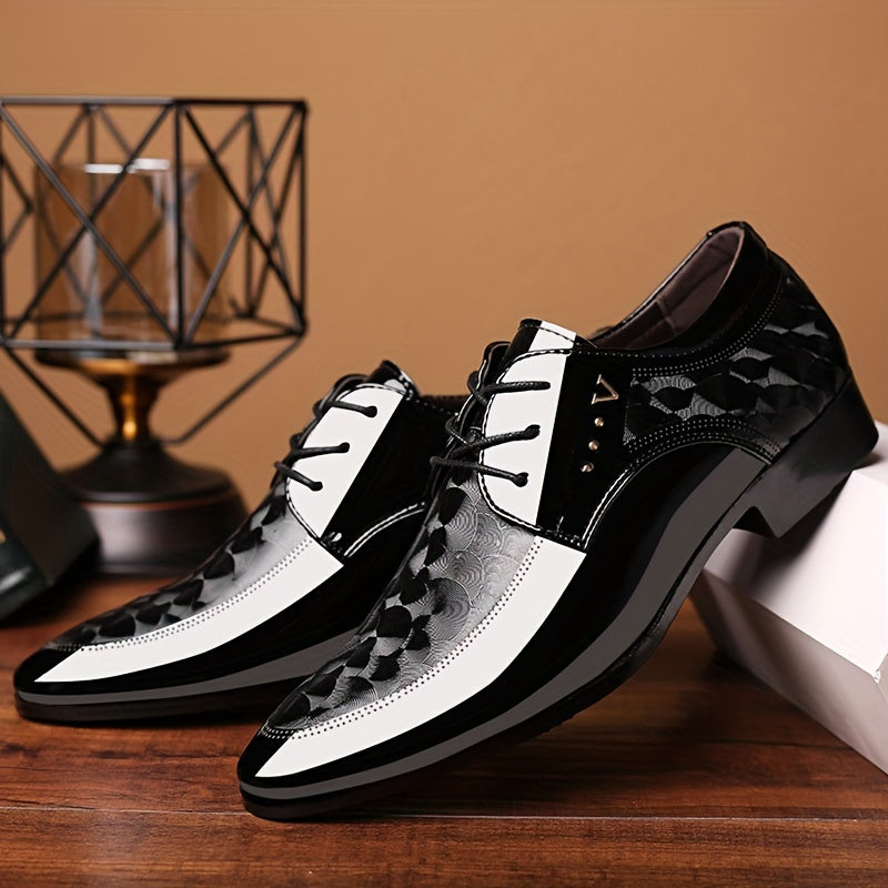SHOWLU Men's classic British oxford shoes in faux leather with pointed toe, stylish and formal footwear for men
